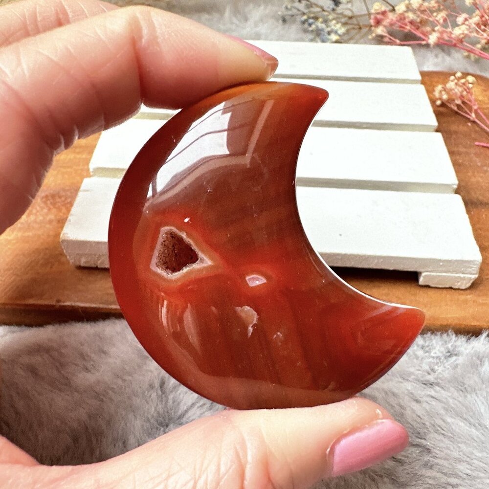 Gorgeous Small Carnelian Moon Carving
